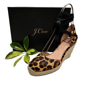 J. CREW HUTTON Haircalf Espadrille Wedge 7.5